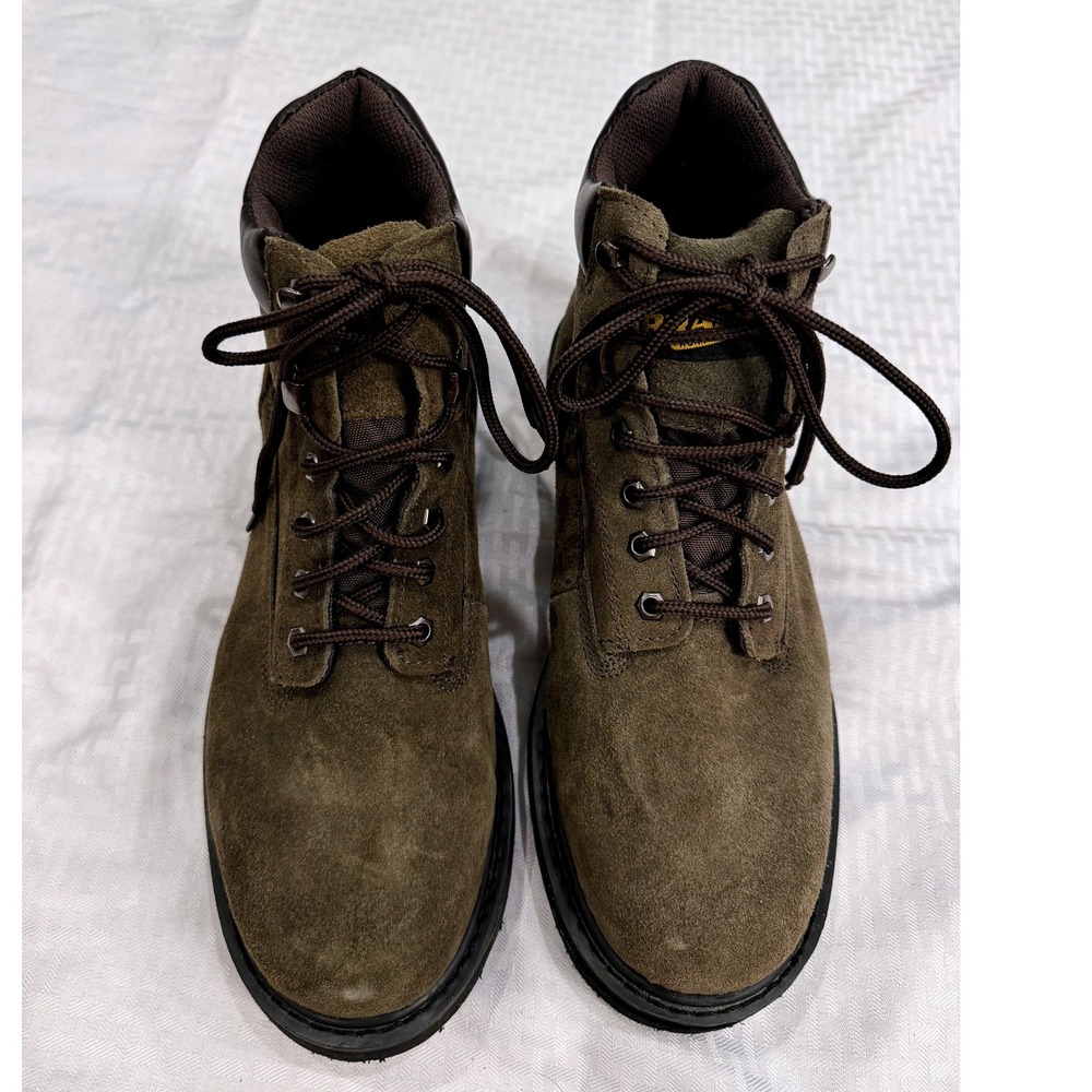 Brazos Work Force Steel Toe Work Boots Mens 12D Olive Green Leather Lace Up